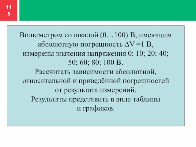 Вольтметром со шкалой (0…100) В, имеющим абсолютную погрешность ∆V =1 В, измерены