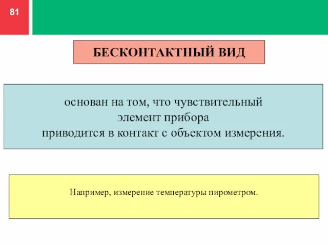 БЕСКОНТАКТНЫЙ ВИД основан на том, что чувствительный элемент прибора приводится в контакт