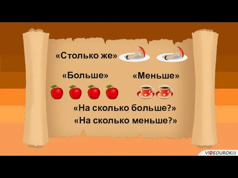 «Столько же» «Больше» «Меньше» «На сколько больше?» «На сколько меньше?»