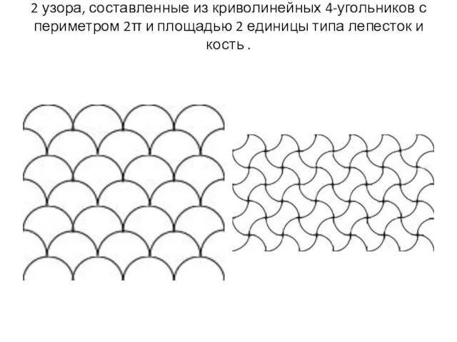 2 узора, составленные из криволинейных 4-угольников с периметром 2π и площадью 2
