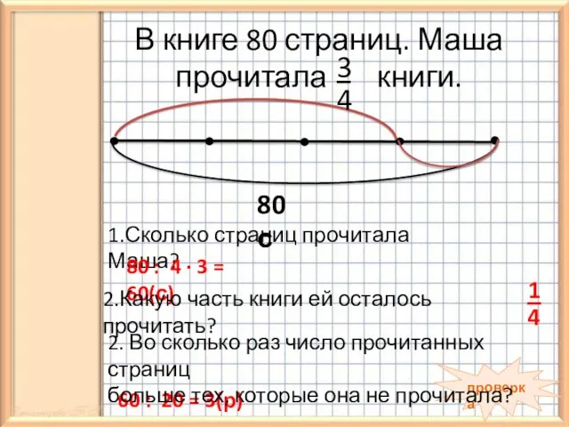 В книге 80 страниц. Маша прочитала книги. 80 с 1.Сколько страниц прочитала