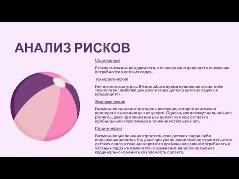 АНАЛИЗ РИСКОВ Социальные Резкое снижение рождаемости, что неизменно приведет к снижению потребности