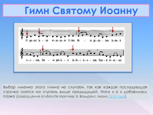 Гимн Святому Иоанну Выбор именно этого гимна не случаен, так как каждая