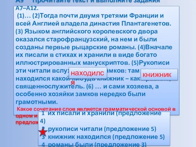 А9 Прочитайте текст и выполните задания A7–A12. (1)… (2)Тогда почти двумя третями