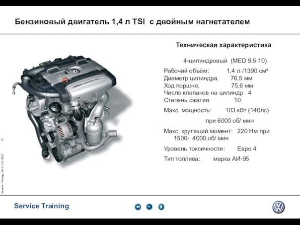 Service Training, VK-21, 05.2005 Бензиновый двигатель 1,4 л TSI с двойным нагнетателем