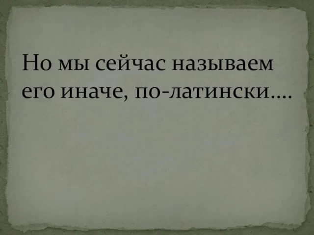 Но мы сейчас называем его иначе, по-латински….