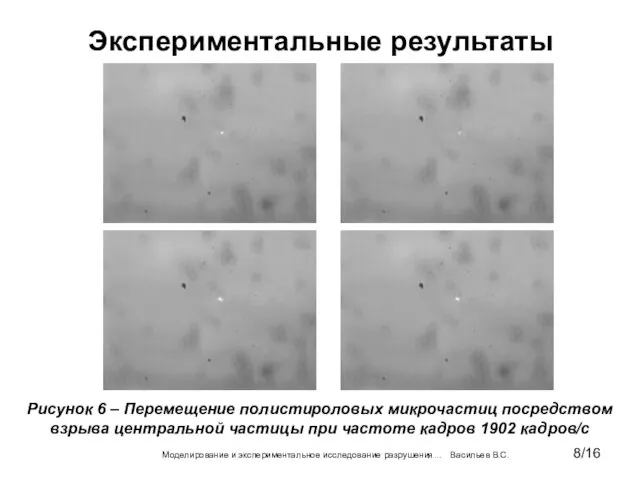 Экспериментальные результаты Моделирование и экспериментальное исследование разрушения… Васильев В.С. 8/16 Рисунок 6