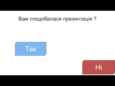 Вам сподобалася презинтація ? Так Ні