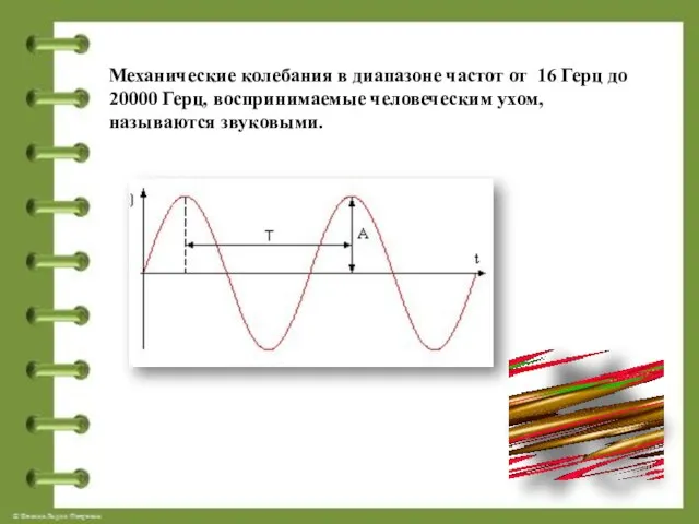 Механические колебания в диапазоне частот от 16 Герц до 20000 Герц, воспринимаемые человеческим ухом, называются звуковыми.