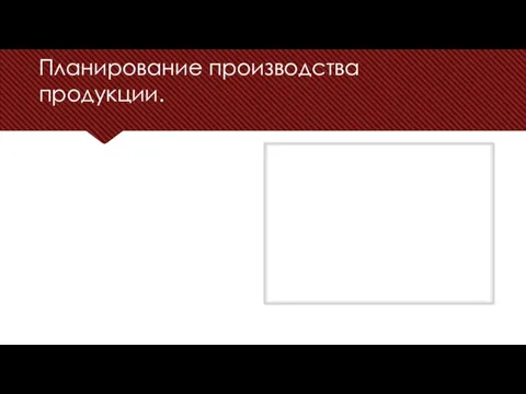 Планирование производства продукции.