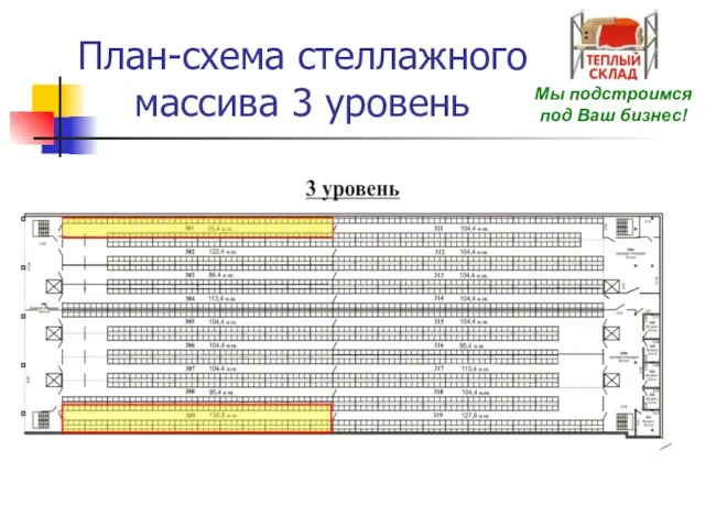 План-схема стеллажного массива 3 уровень Мы подстроимся под Ваш бизнес!