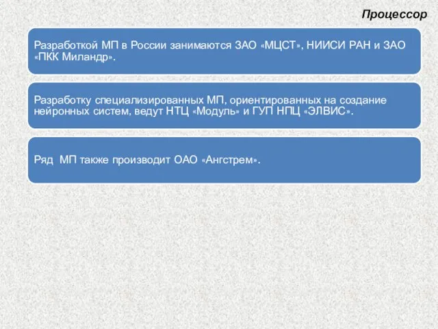 Разработкой МП в России занимаются ЗАО «МЦСТ», НИИСИ РАН и ЗАО «ПКК