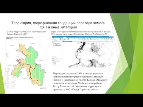 Территория, подверженная тенденции перевода земель СХН в иные категории Схема территориального планирования