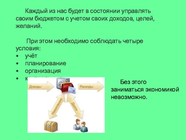 Каждый из нас будет в состоянии управлять своим бюджетом с учетом своих