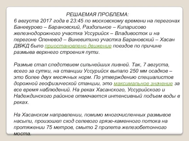 РЕШАЕМАЯ ПРОБЛЕМА: 6 августа 2017 года в 23:45 по московскому времени на