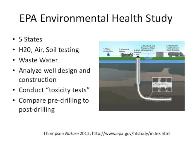 EPA Environmental Health Study 5 States H20, Air, Soil testing Waste Water
