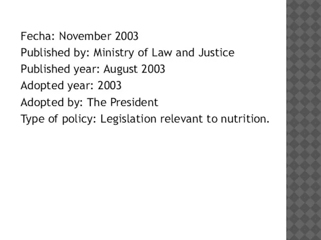 Fecha: November 2003 Published by: Ministry of Law and Justice Published year: