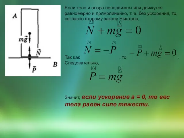 Если тело и опора неподвижны или движутся равномерно и прямолинейно, т. е.