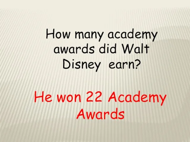 How many academy awards did Walt Disney earn? He won 22 Academy Awards