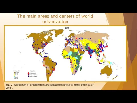 The main areas and centers of world urbanization Fig. 2 "World map