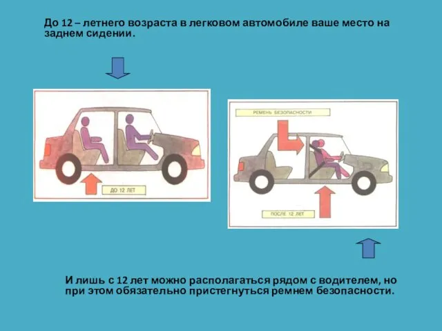 До 12 – летнего возраста в легковом автомобиле ваше место на заднем