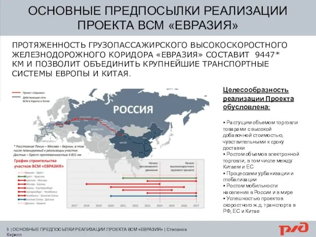 ОСНОВНЫЕ ПРЕДПОСЫЛКИ РЕАЛИЗАЦИИ ПРОЕКТА ВСМ «ЕВРАЗИЯ» 3 | ОСНОВНЫЕ ПРЕДПОСЫЛКИ РЕАЛИЗАЦИИ ПРОЕКТА