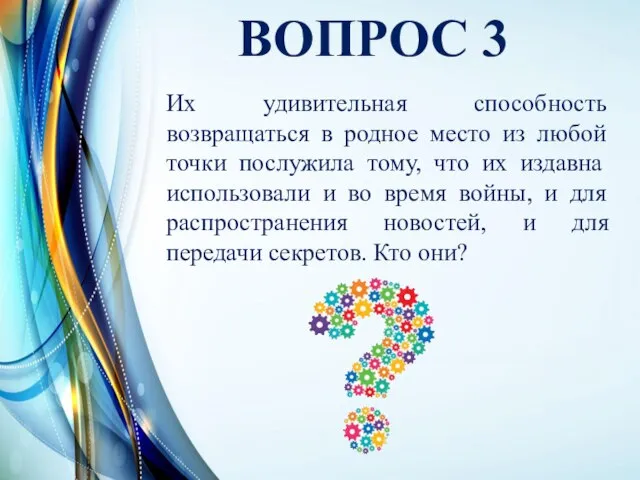 ВОПРОС 3 Их удивительная способность возвращаться в родное место из любой точки