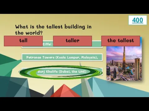 What is the tallest building in the world? The Eiffel tower (Paris,