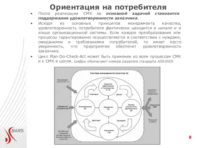 Ориентация на потребителя После реализации СМК ее основной задачей становится поддержание удовлетворенности