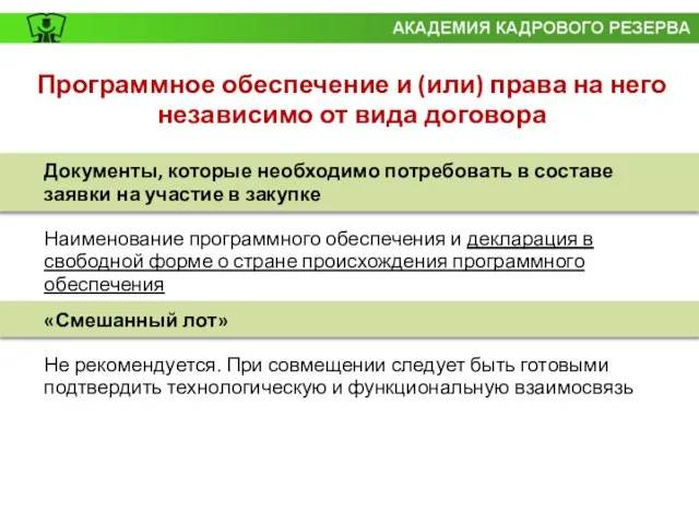 Документы, которые необходимо потребовать в составе заявки на участие в закупке Наименование