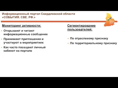 Мониторинг активности: Информационный портал Свердловской области «СОБЫТИЯ. СВЕ. РФ.» Открывают и читают