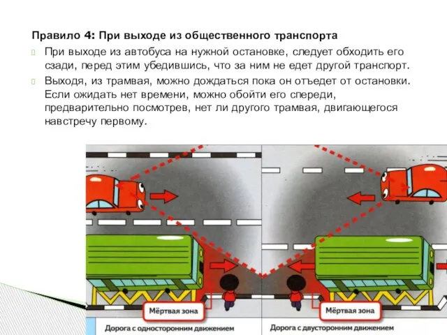 Правило 4: При выходе из общественного транспорта При выходе из автобуса на