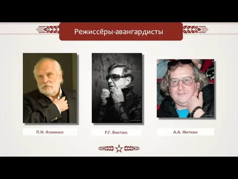 Режиссёры-авангардисты П.Н. Фоменко Р.Г. Виктюк А.А. Житкин