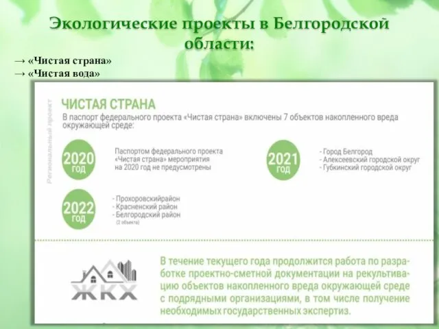 Экологические проекты в Белгородской области: → «Чистая страна» → «Чистая вода»