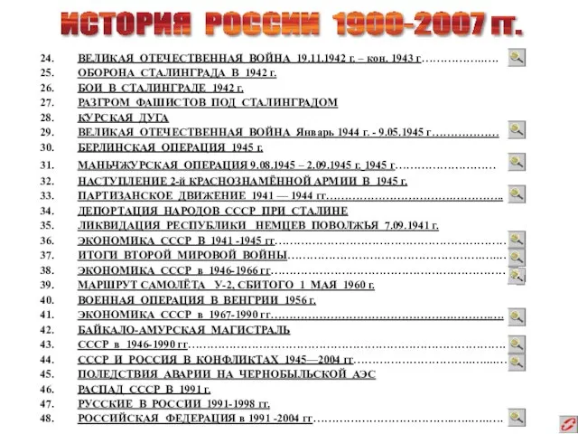 ИСТОРИЯ РОССИИ 1900-2007 гг. ВЕЛИКАЯ ОТЕЧЕСТВЕННАЯ ВОЙНА 19.11.1942 г. – кон. 1943