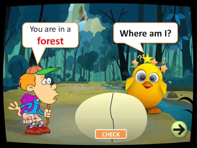Where am I? You are in a forest CHECK