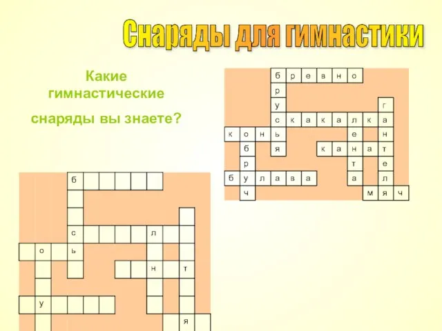 Снаряды для гимнастики Какие гимнастические снаряды вы знаете?