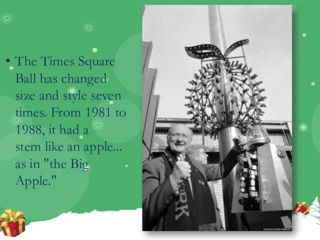 The Times Square Ball has changed size and style seven times. From