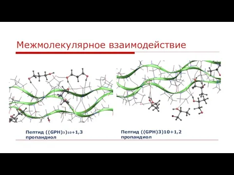 Межмолекулярное взаимодействие Пептид ((GPH)3)10+1,3 пропандиол Пептид ((GPH)3)10+1,2 пропандиол