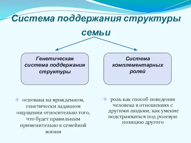 Система поддержания структуры семьи основана на врожденном, генетически заданном ощущении относительно того,