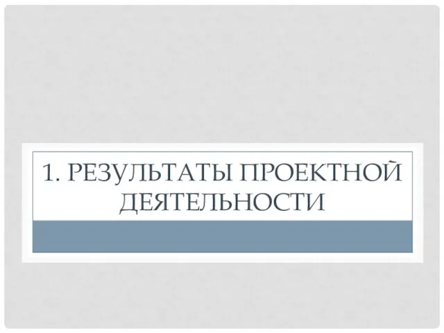 1. РЕЗУЛЬТАТЫ ПРОЕКТНОЙ ДЕЯТЕЛЬНОСТИ