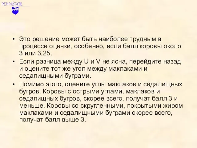 Это решение может быть наиболее трудным в процессе оценки, особенно, если балл