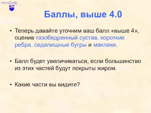 Баллы, выше 4.0 Теперь давайте уточним ваш балл «выше 4», оценив тазобедренный