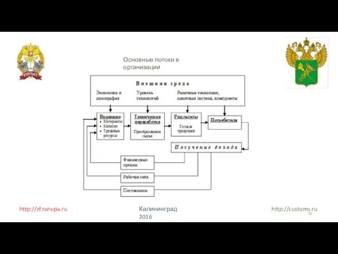 http://zf.ranepa.ru Калининград 2016 http://customs.ru Основные потоки в организации