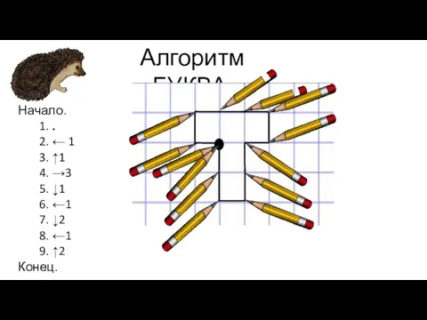 Начало. 1. . 2. ← 1 3. ↑1 4. →3 5. ↓1