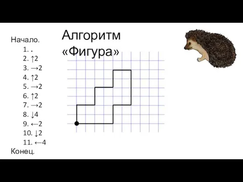 Алгоритм «Фигура» Начало. 1. . 2. ↑2 3. →2 4. ↑2 5.