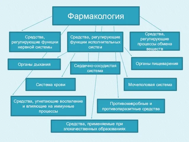 Фармакология Фармакология Средства, регулирующие функции нервной системы Средства, регулирующие функции исполнительных систем