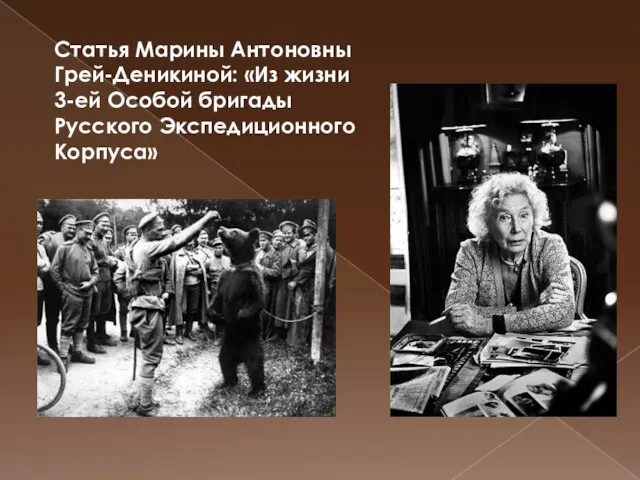 Статья Марины Антоновны Грей-Деникиной: «Из жизни 3-ей Особой бригады Русского Экспедиционного Корпуса»