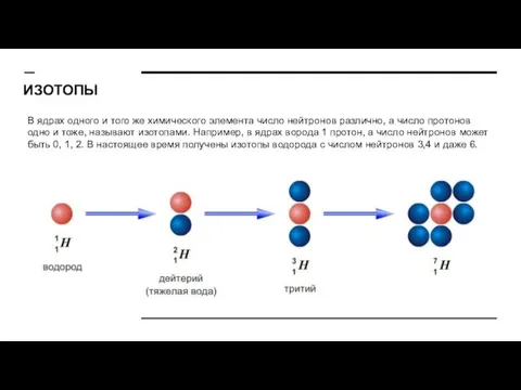 ИЗОТОПЫ В ядрах одного и того же химического элемента число нейтронов различно,