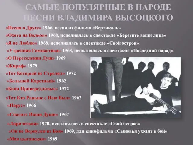 САМЫЕ ПОПУЛЯРНЫЕ В НАРОДЕ ПЕСНИ ВЛАДИМИРА ВЫСОЦКОГО «Песня о Друге» 1966, песня